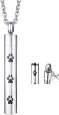 Stainless Steel Pet Dog Puppy Memorial Cremation Ash Urn Pendant Necklace
