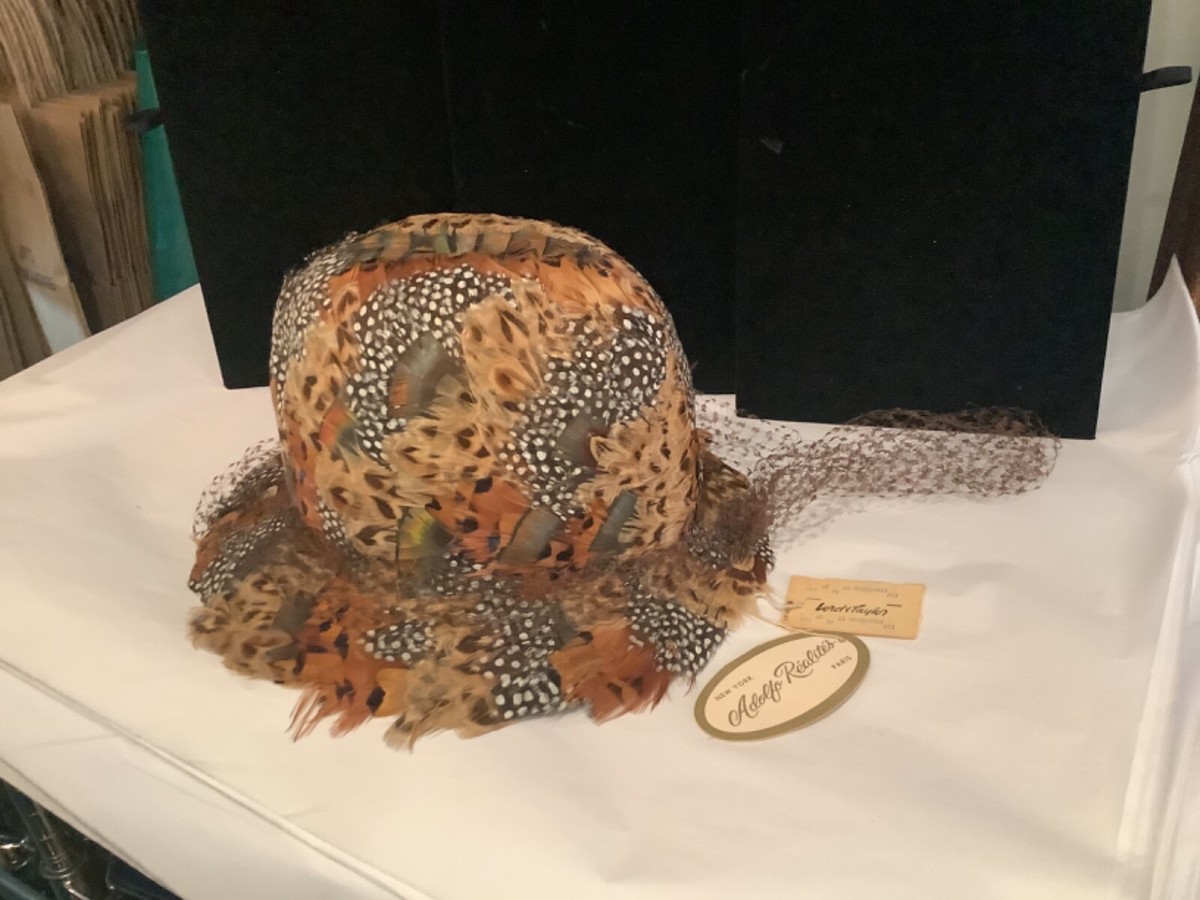 RARE VINTAGE NEW WITH TAGS ADOLFO REALITES PHESANT FEATHER  display picture 1