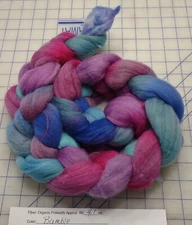 Organic Polwarth Wool Handpainted Combed Top Roving Spinning Felting Bumble