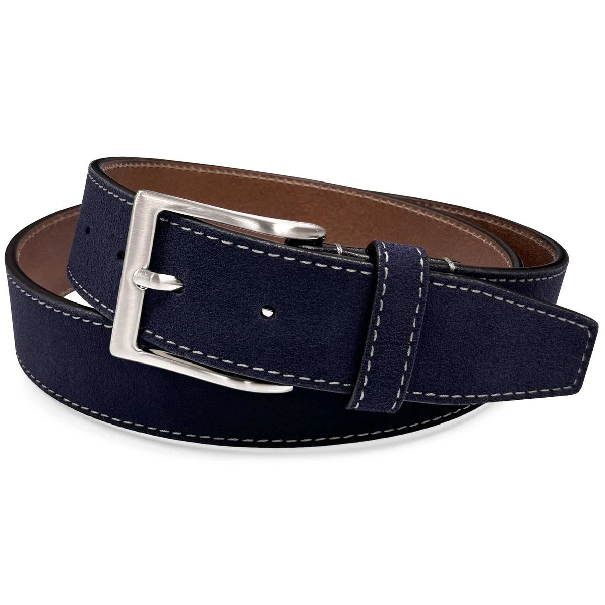 Lyntone Vintage Genuine Blue Suede Leather Belt 2570 Casual Western Sz 34 Unisex Leather Belt Ladies Jeans Belt Sky Blue Suede Old Silver  main image 3