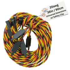 BackBayRC - 36in 20awg Universal (JR Futaba Compatible) Servo Extensions w/ Clip