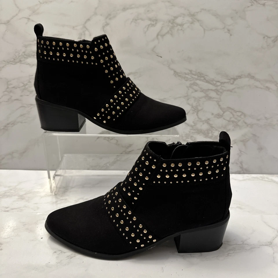 полусапоги topshop размер 36/5,5.  Замша с заклепками золото и черный - Изображение 2 из 4