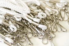 WHITE ROPE ROUND ID NECK LANYARDS WITH SWIVEL J HOOK FREE SHIP - 100 PIECES