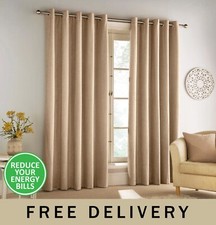 Image of Savoy Chenille Eyelet Curtains - 100% Blackout Readymade Pair of Curtains