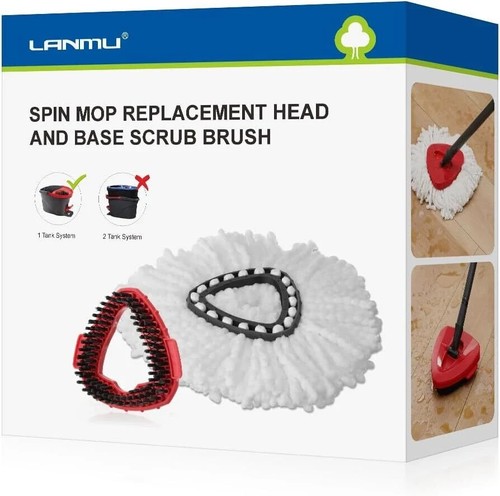 LANMU Spin Mop Ersatzkopf Mikrofaser Nachfüller und Basis Scheuerbürste Neu Neu Neu im Karton