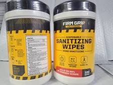 FIRM GRIP Pro Cleaning Sanitizing HAND Wipes~Pack of 2~(200 Total) ALCOHOL FREE