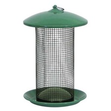 Green Metal Tray Outdoor Hanging Cardinals Chickadees Seed Screen Bird Feeder