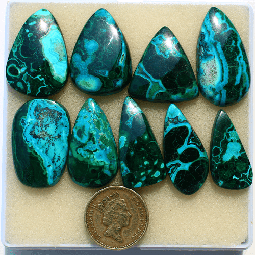 9 Pcs Natural Malachite Chrysocolla Top Grade 28mm-35mm Cabochon Loose Gemstones - Picture 2 of 17
