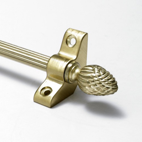 Satin Brass Stair Rods 3/8" x 28.5" Norfolk Reed Pine Finial eBay