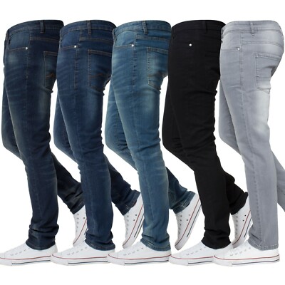 Kruze Slim Fit Jeans Herren Skinny Stretch Flex Denim Hose Pants alle UK Größen