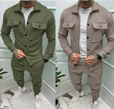 Mens Casual Outfit 2-Piece Set Long Sleeve Jacket and Pants Sweatsuit Set