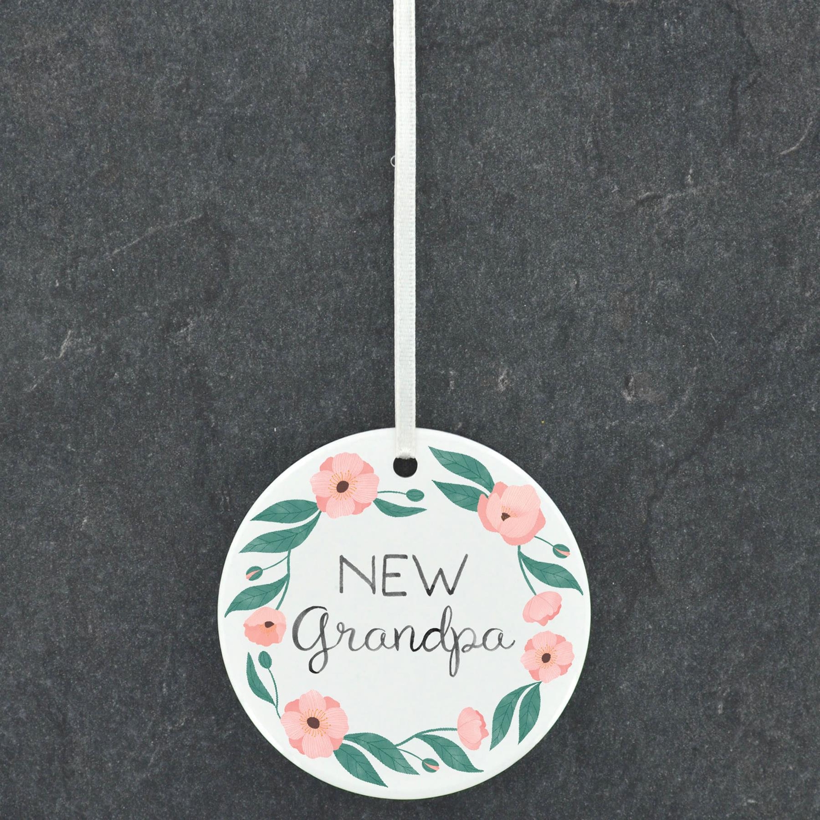 New Grandpa Footprints Baby Gift Idea Sentimental Ceramic Ornament