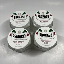 4x PRORASO White Pre Shave Cream For Sensitive Skin, Green Tea, Oat, NEW NO BOX!