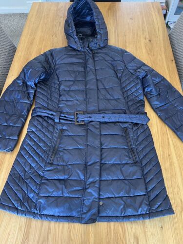 Barbour women's Braemar quilt coat hooded UK 16 Blue. Belted - Picture 1 of 9