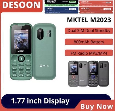MKTEL M2023 Dual SIM Bar Phone 1.77'' Display FM Radio MP3/MP4 Dual Torch