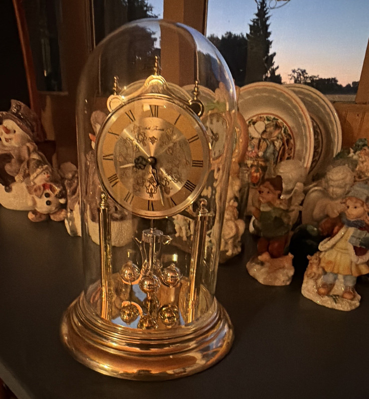 Seth Thomas Anniversary/Torsion Dome Clock Pendulum Gold Finish Roman Round