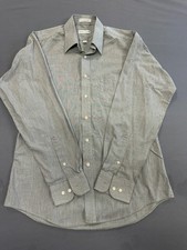 Pierre Cardin Men's Gray White Pinstripe Dress Shirt Fitted 15 1/2 Long Sleeve