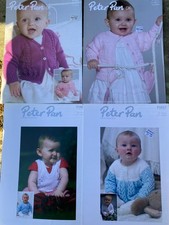 4 x Peter Pan DK Baby Patterns 1049 1055 1005 1013 Matinee Coats, Cardigans