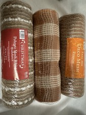 Hobby Lobby Polypro Mesh Ribbon Waterproof 10" LOT OF 4. Fall colors