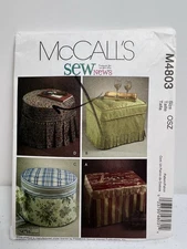 McCalls Pattern M4803 Sew News One Size Ottoman Slipcovers Home Decor Uncut