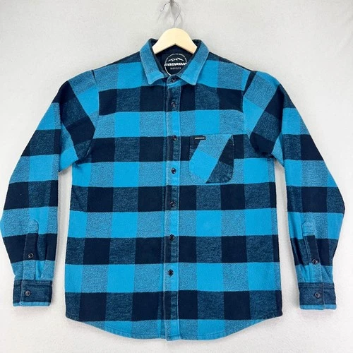 PROPAIN Bicycles Flannel Shirt Mens Small Blue Buffalo Plaid Long Sleeve MTB - product listing photo