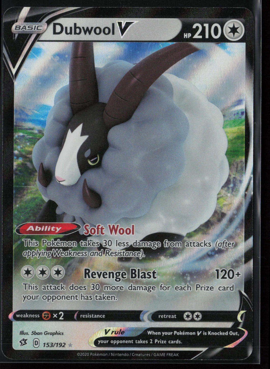 Dubwool V 153/192 Pokemon Rebel Clash V Rare Near Mint
