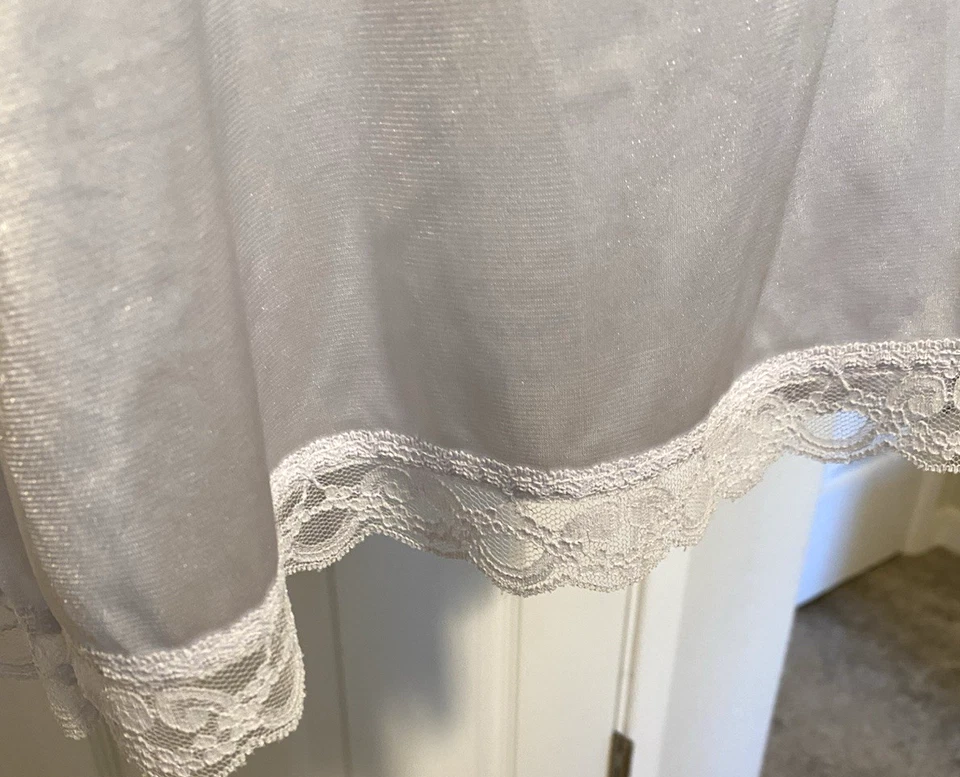 DE COLECCIÓN AÑOS 70 NAILON AZUL POLVO CON RIBETE DE ENCAJE MEDIO DESLIZAMIENTO TALLA S-M Foto 4 de 4