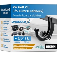 ANHÄNGERKUPPLUNG für VW Golf VIII ab 19 starr BRINK +7pol E-Satz spezifisch