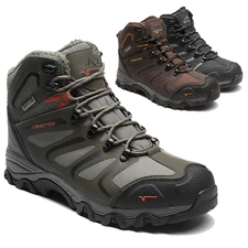 Men Outdoor Waterproof Construction Adventure Hiking Boots Fur Lined Snow Boots