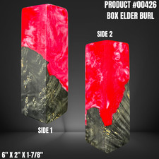 Knife Handle Scales Turning Blank Red and Black Hybrid 00426