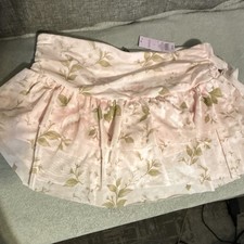 Wild Fable L Pink Floral Chiffon Mini Skirt Pull On High Rise Ruffle Lined