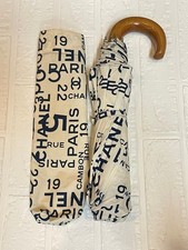 CHANEL By Sea Line One-touch parasol White Navy From Japan