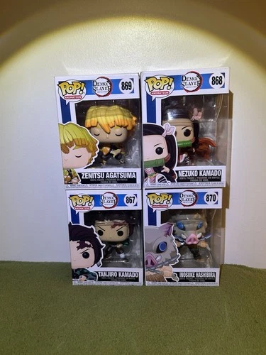 Funko Demon Slayer Pop! Vinyls Tanjiro, Nezuko, Zenitsu, and Inosuke bundle.