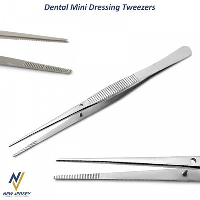 Dental Surgical Cotton Mini Dressing Thumb Tweezers Serrated Tip Tissue Forceps