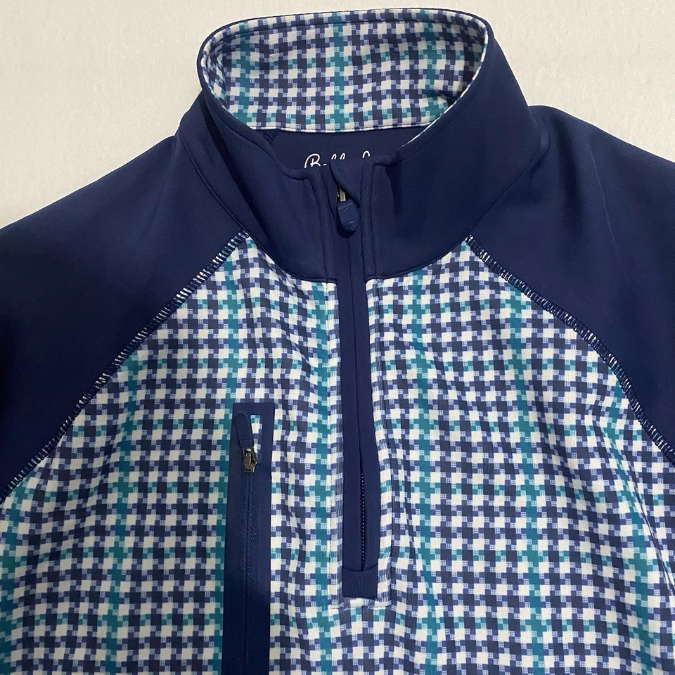 Мужской пуловер Bobby Jones на молнии 1/4 средний синий геометрический эластичный фитиль для гольфа X-H2O - Изображение 2 из 4