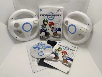 Mario Kart Wii + 2 x Official Nintendo Wii Wheels – Tested & Working - Image 1 of 4