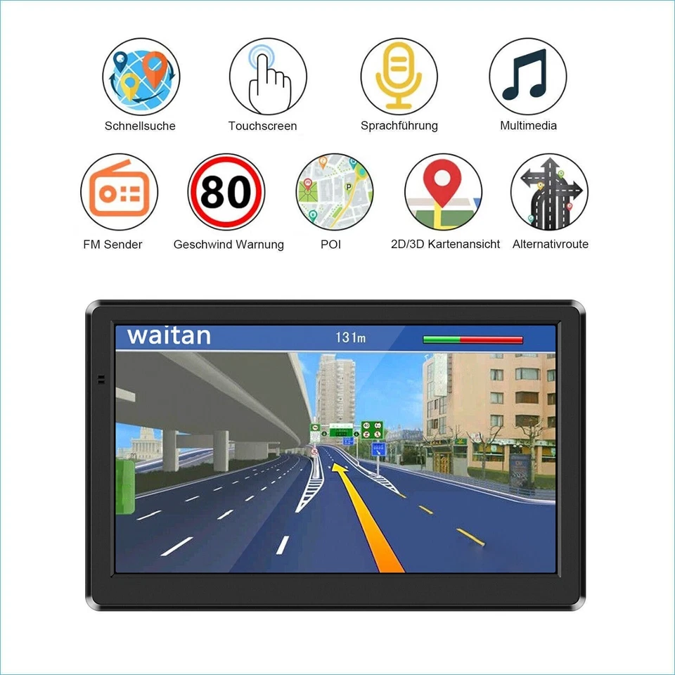 7 Zoll GPS Navi Navigation für Auto LKW PKW Navigationsgerät 8GB EU Karte 2025 = - Bild 3 von 4