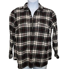 CHAPS Womens Plaid Flannel Long Sleeve Popover Shirt Sz 1X Shacket Layering