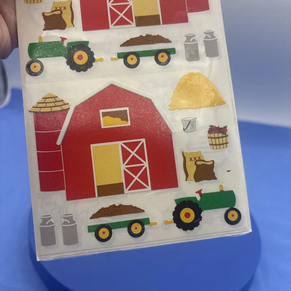 Винтажные наклейки Mrs Grossman's Farm гигантский красный сарай силос трактор сено молоко яблоки - Изображение 4 из 4