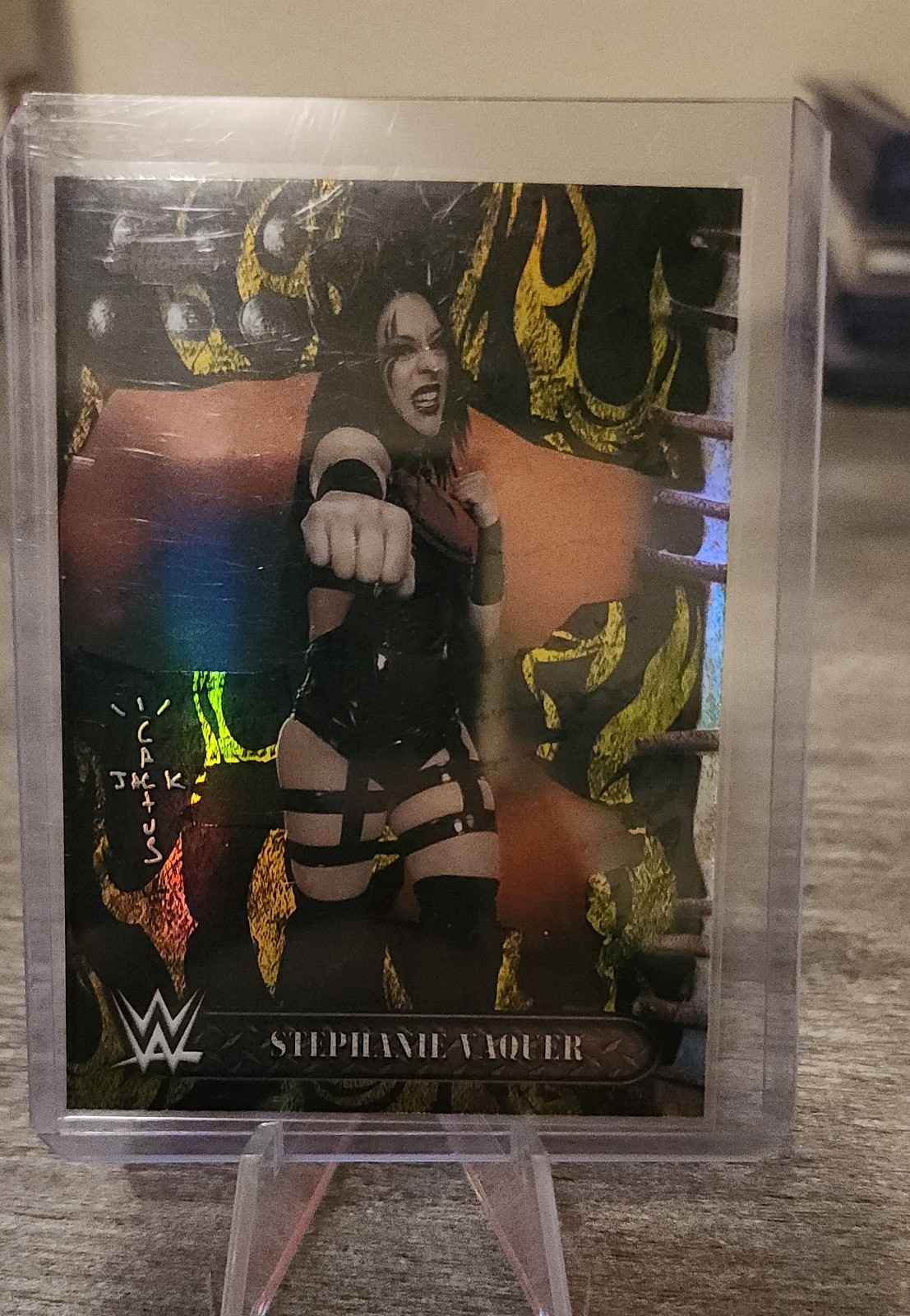 2025 Topps Chrome WWE X Cactus Jack Stephanie Vaquer #79Black & Yellow Refractor