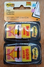 Post-it Flags, 1 in. x 1.7 in., 2 Dispensers, 50 Flags, Yellow