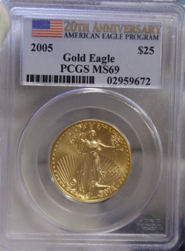 2005 US 1/2 oz Gold Eagle $25 PCGS MS69 American Eagle Program.
