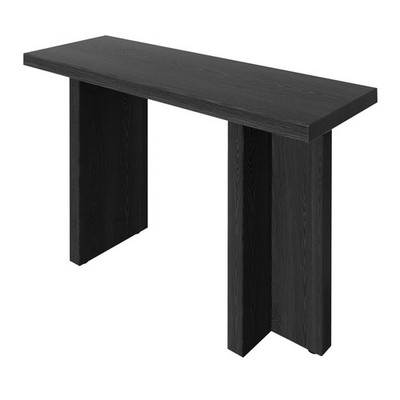 42 Inch Black Relief Finish Entryway Console Table - T-Leg MDF Table