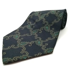 Giorgio Armani Luxury Tie Gray Green Paisley Pattern Silk Necktie Italy 57" x 4"