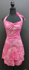 Shein Soleia Cut Out Print Front Twist Tie Neck Bow Womens Mini Dress XS Pink