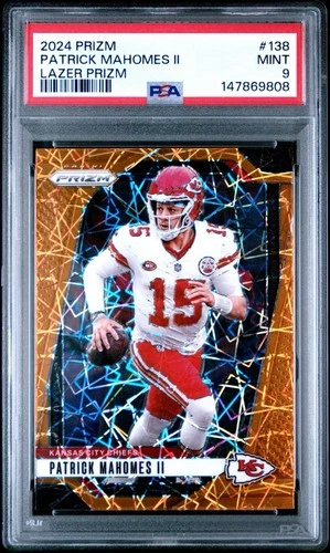 PSA 9 2024 Panini Prizm - Patrick Mahomes II #138 Lazer Prizm SP Chiefs