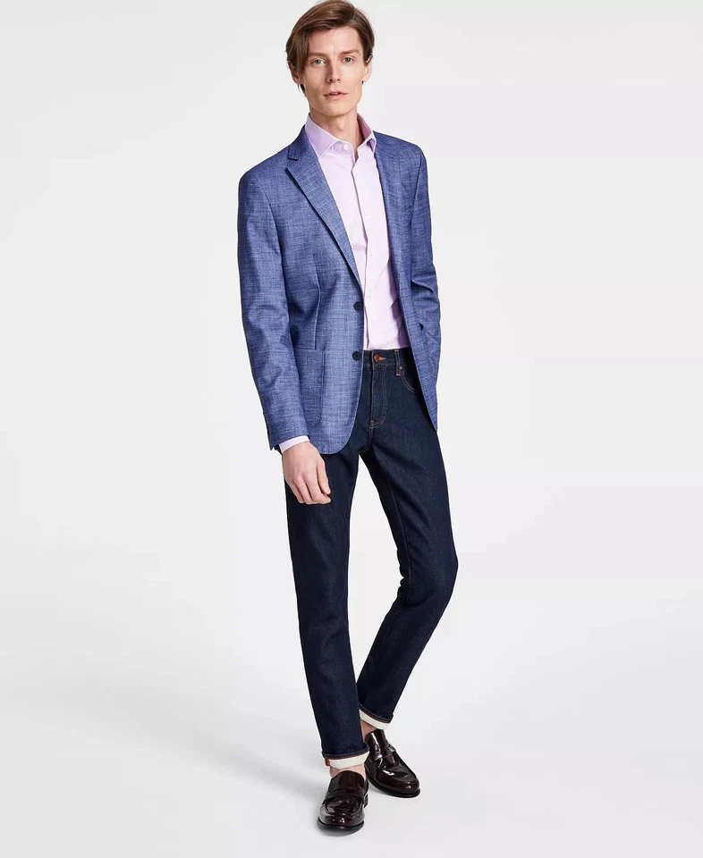 Blazer Abrigo Deportivo Calvin Klein Para Hombre Calce Ajustado 38 S Azul Sólido Elástico Foto 2 de 2