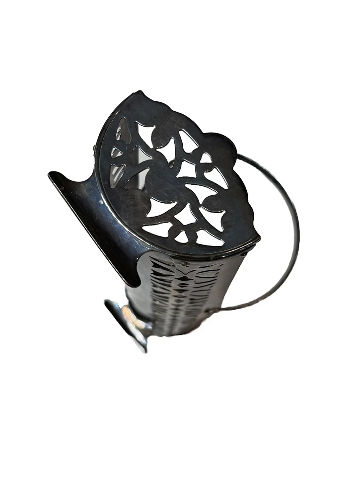 Старинная редкая пробитая серебряная маленькая корзина с гравировкой Англии на дне - Изображение 3 из 4