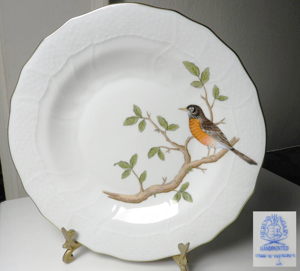 Herend SONGBIRD Robin 8 1/4" Dessert Plate, MINT/UNUSED