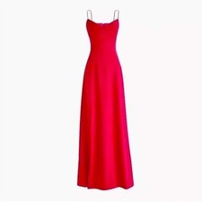 NWT J Crew Long Drapey Spaghetti Strap Dress Maxi Formal Red Size 12